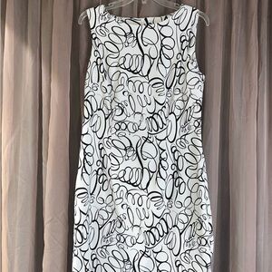 AGB Women’s Black & White Abstract Print Sleeveless Sheath Dress Size 12